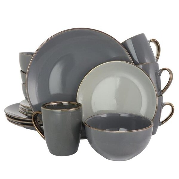 Fastfood 16 Piece Tahitian Grand Luxurious Stoneware Dinnerware Set with Complete Setting for 4 - Stone & Slate FA1596208 - main